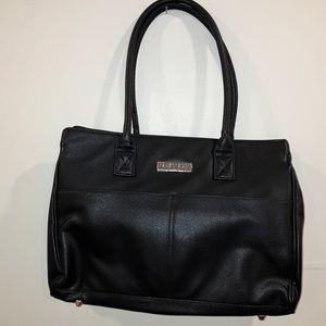 Mary Kay Black Consultant Tote Bag with Floral Interior and Zipper Pockets